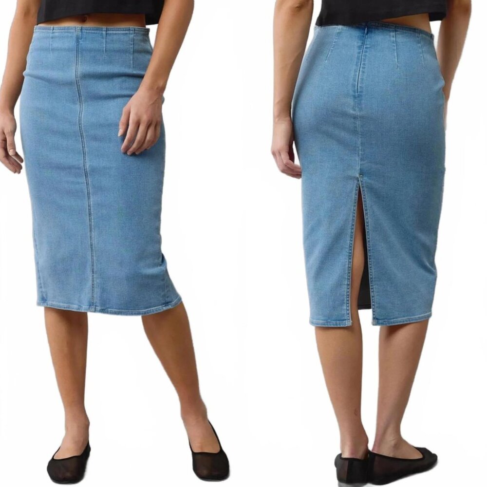 American Eagle Highest Waist Denim Midi Skirt - Size 0 / 25w